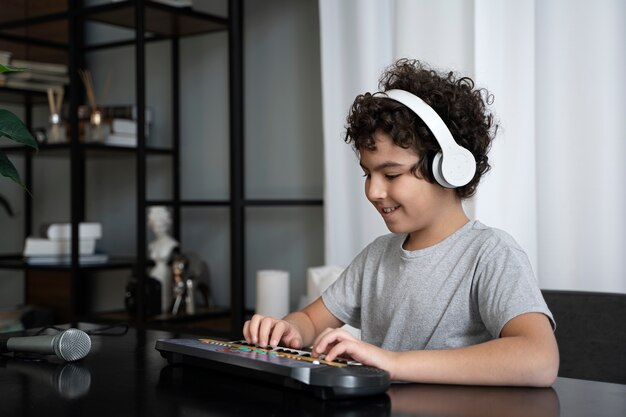 Young kid playing music