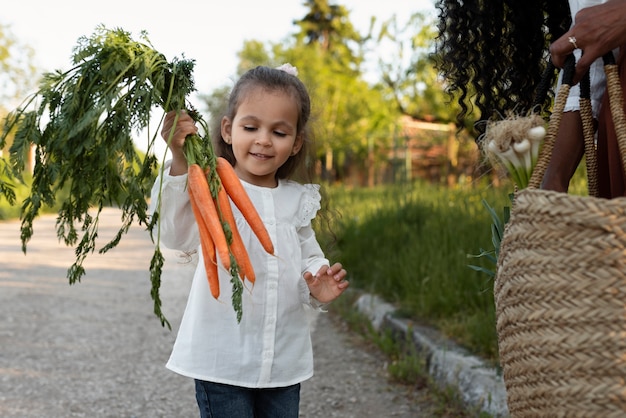 Young kid spending time in nature