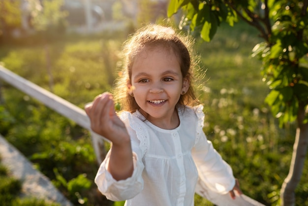 Young kid spending time in nature