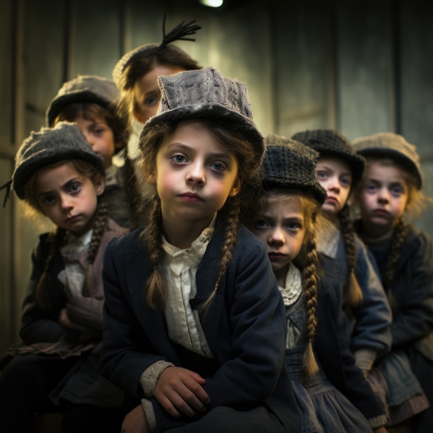 Foto gratuita ragazzi dietro il palco di una produzione teatrale