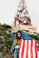 Free photo young lady on independence day