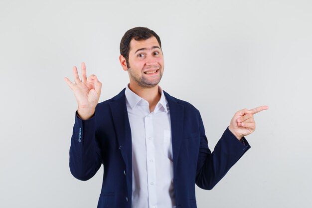 Young male showing ok gesture