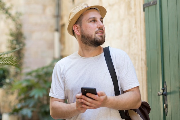 Young male tourist in montenegro