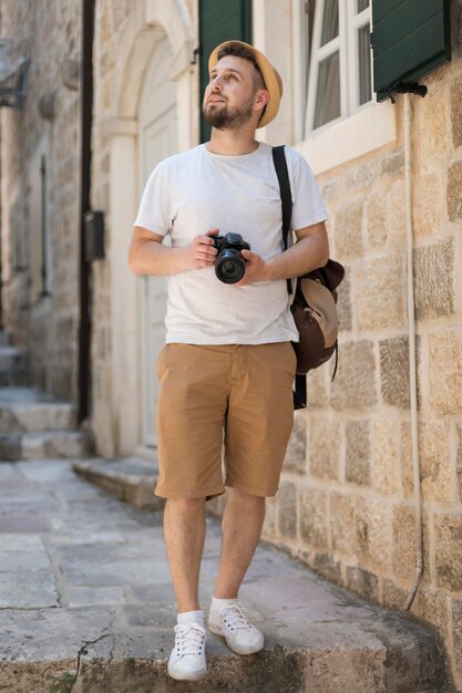 Young male tourist in montenegro