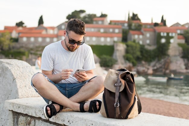 young male tourist in montenegro