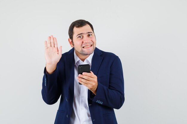 Young male using mobile phone