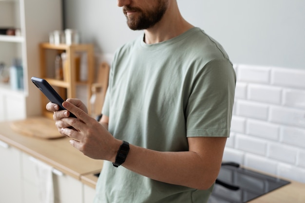 Young man chatting