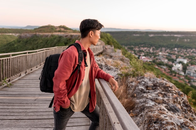 Young man enjoying landscape