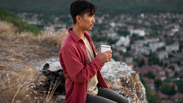 Young man enjoying the landscape