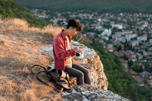 Young man enjoying the landscape