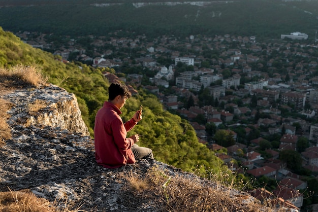 Young man enjoying time in the nature