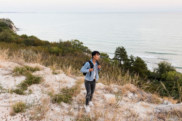 Young man enjoying trip