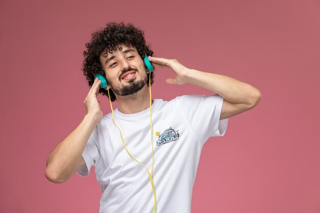 young man enjoying with song