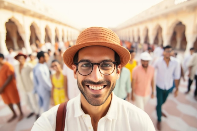 Free photo young man happy expression traveler concept ai generated