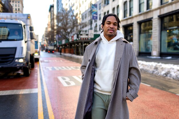 Young man in the new york city during daytime