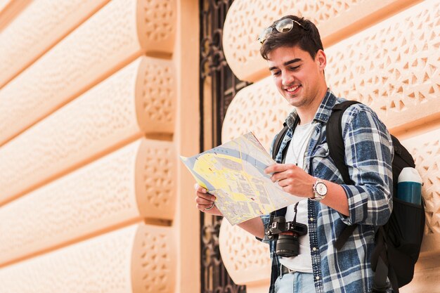 Young man traveling around the world