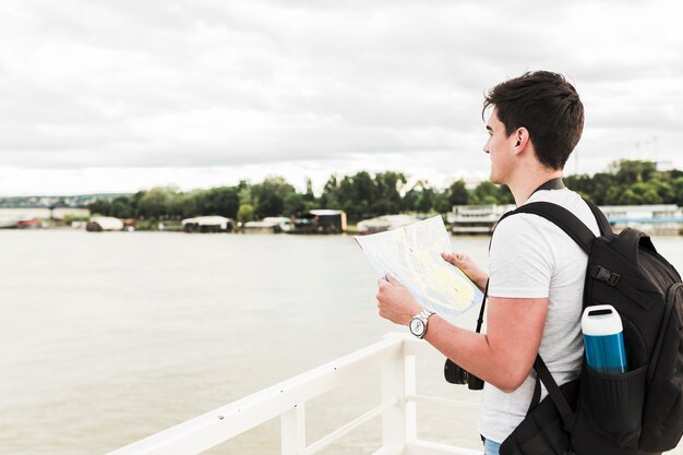 Young man traveling around the world