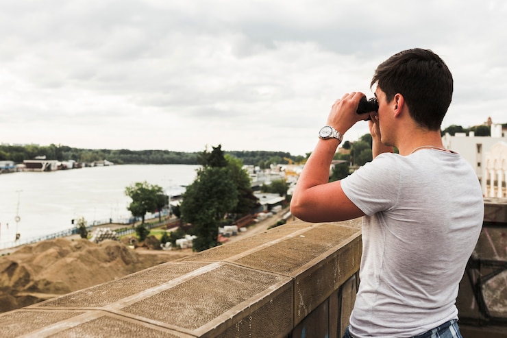 Free Photo young man traveling around the world
