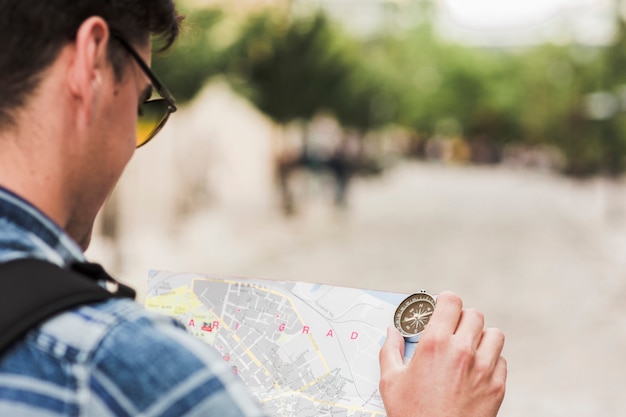 Young man traveling around the world