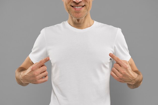 Young man wearing clothing mockup