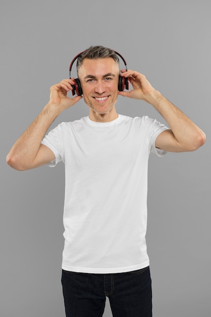 Young man wearing clothing mockup