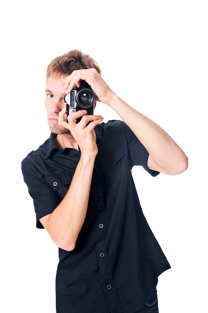 Young man with camera