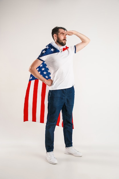 Young man with the flag of United States of America