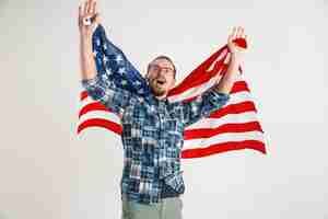 Free photo young man with the flag of united states of america