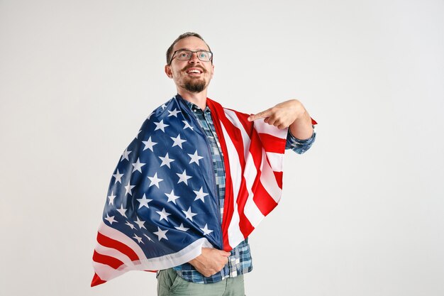 Young man with the flag of United States of America