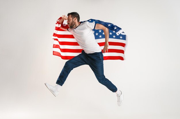 Young man with the flag of United States of America