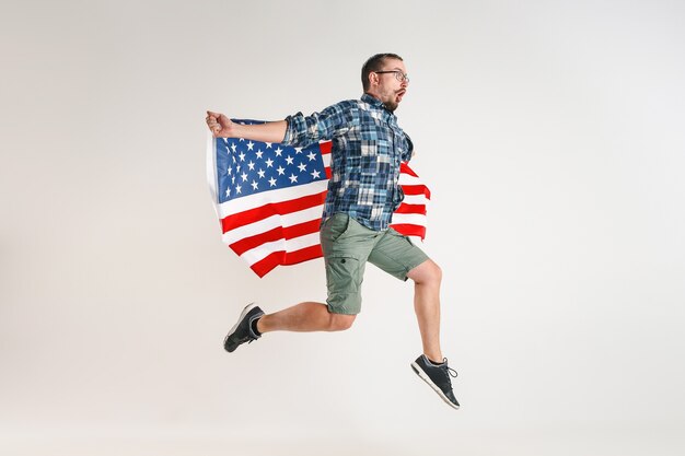 Young man with the flag of United States of America