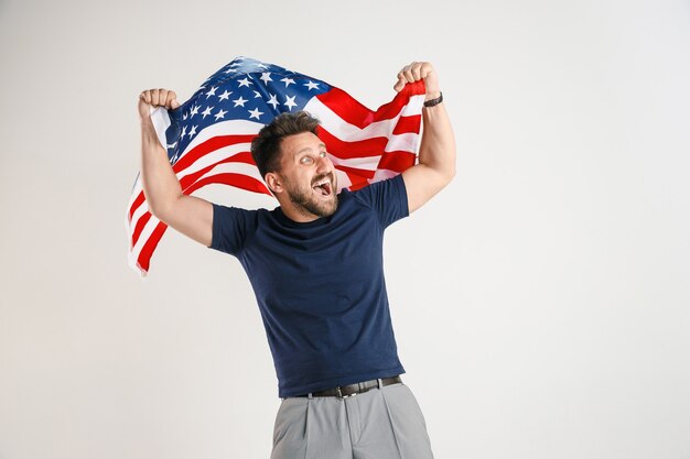 Young man with the flag of United States of America