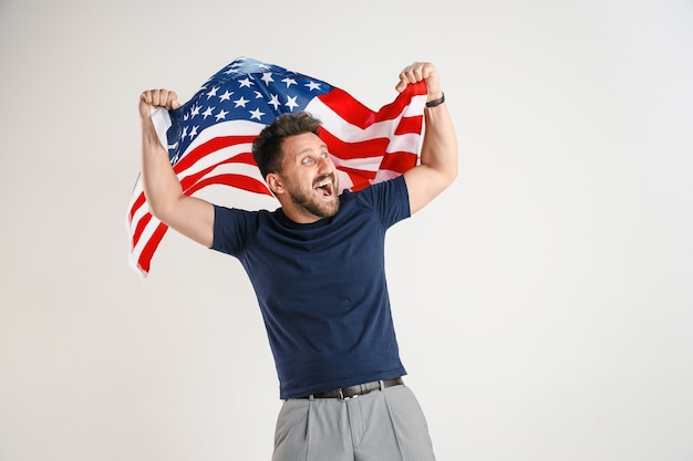 Young man with the flag of United States of America