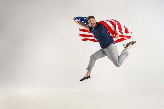 Young man with the flag of United States of America