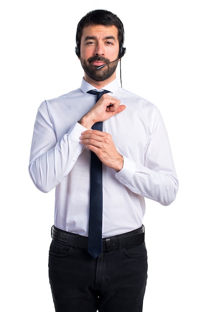 Young man with a headset