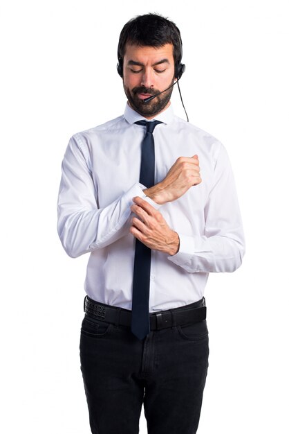 Young man with a headset