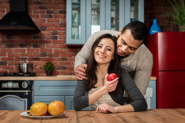 Young man and woman together in love