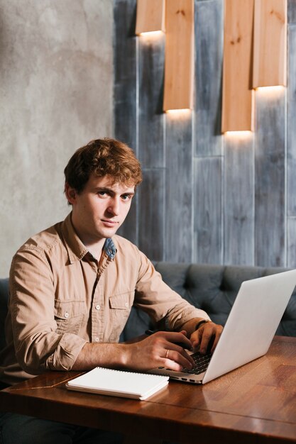 Young man working on the laptop