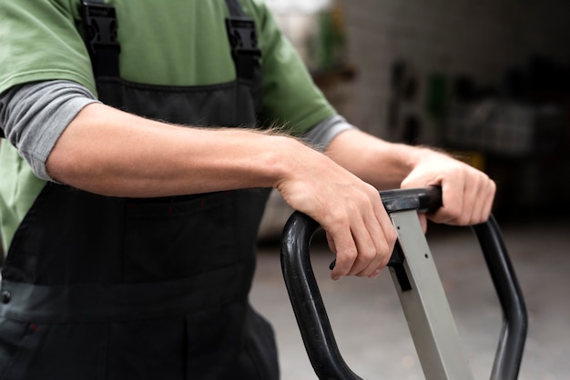 Young man working in a warehouse