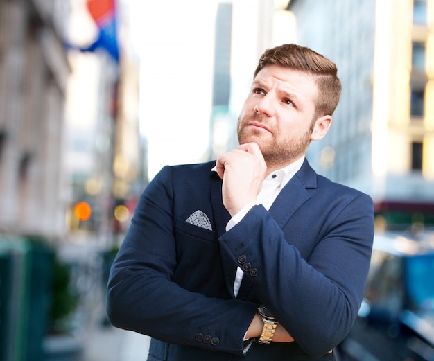 Free photo young man worried expression