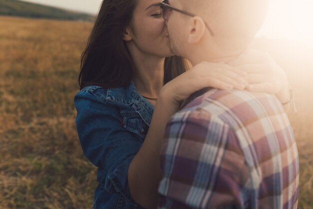 Young modern stylish couple outdoors