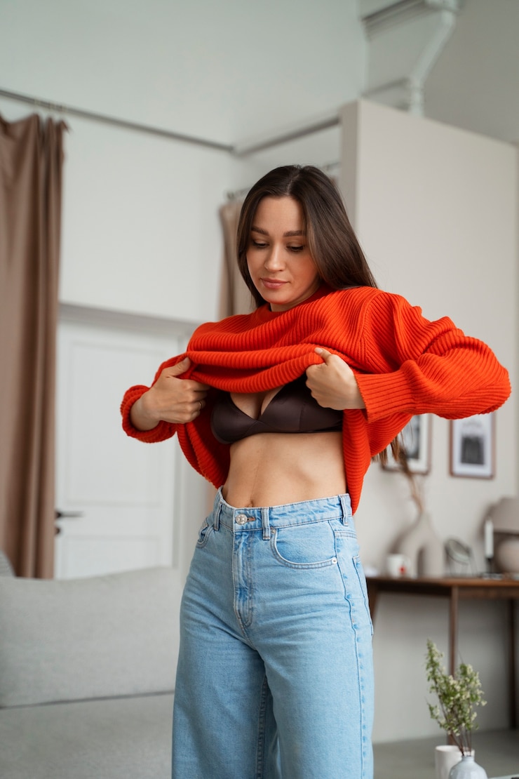 Free Photo young mother dressing up