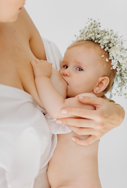 Young mother and her beautiful daughter 