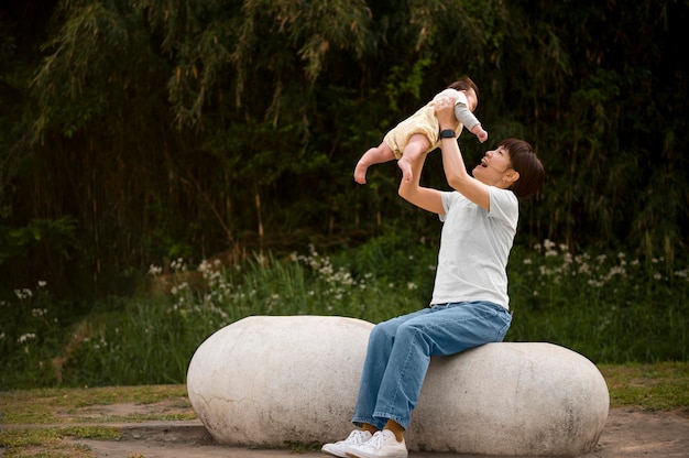 Young mother spending time with her baby