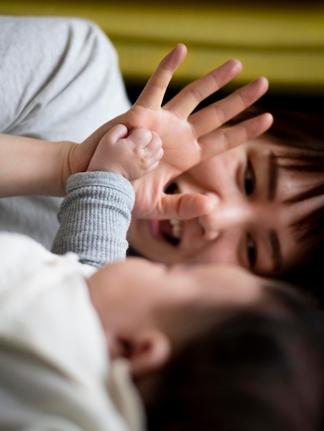 Young mother spending time with her baby