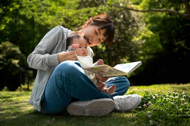 Young mother spending time with her baby