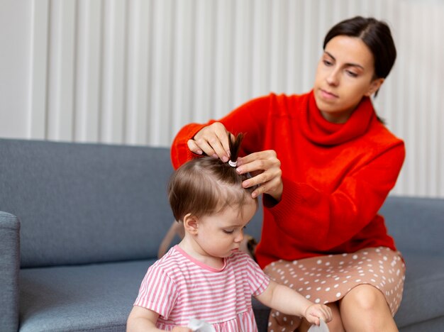 Young mother spending time with her daughter