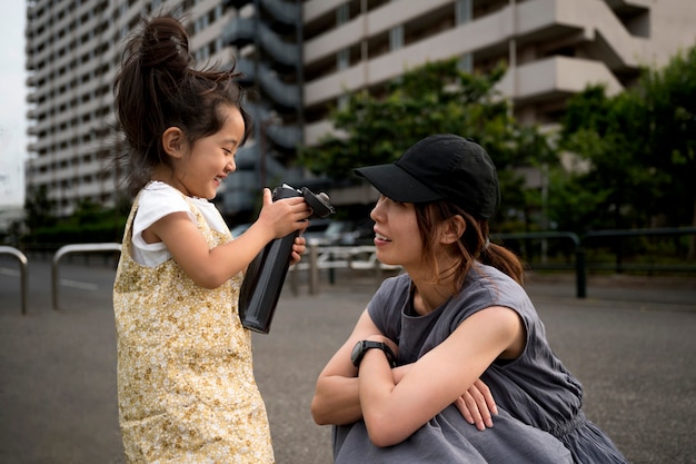 Young mother spending time with her daughter