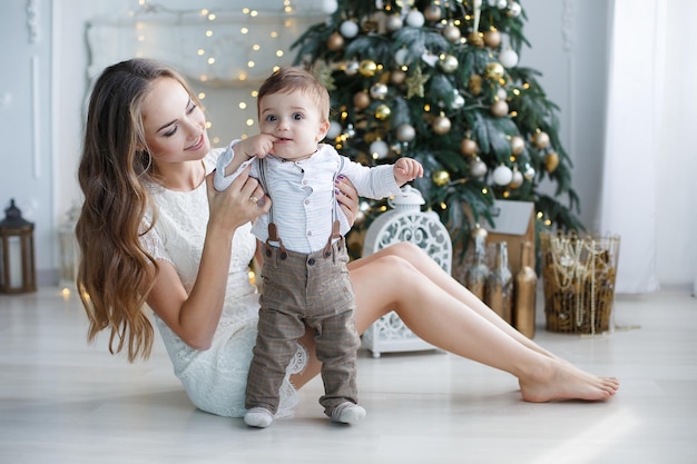 young mother with baby indoor