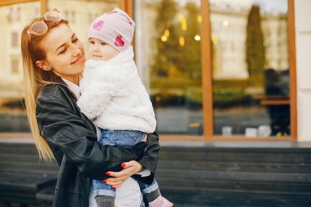 young mother with little daughter